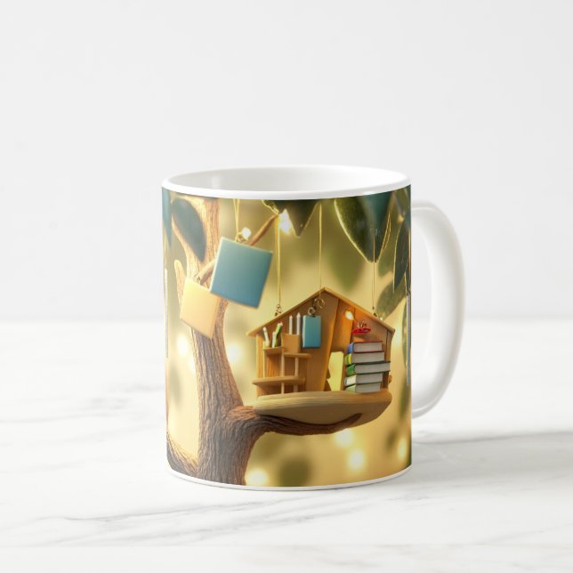 Mug "Arbre de la connaissance" avec des livres suspend (Devant droit)