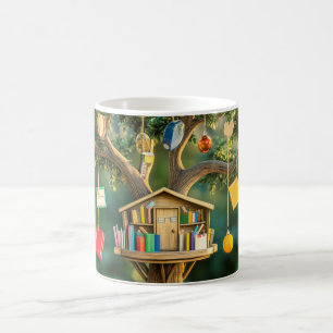 Mug "Arbre de la connaissance" avec des livres suspend
