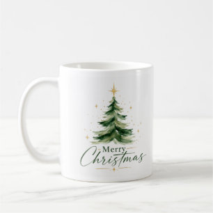 Mug Arbre de Noël à l'aquarelle Élégant Joyeux Noël