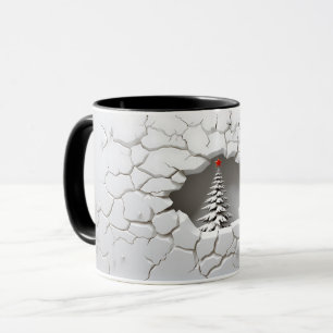 Mug Arbre de Noël à neige fissurée 3D