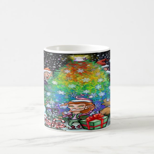 Mug Arbre de Noël Arc-en-ciel avec Trimmins (Centre)