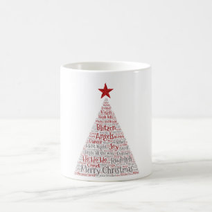 Mug Arbre de Noël Art Word avec étoile rouge