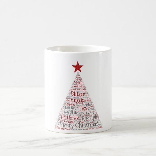Mug Arbre de Noël Art Word avec étoile rouge (Centre)