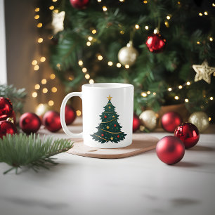 Mug Arbre de Noël avec ornements et étoiles