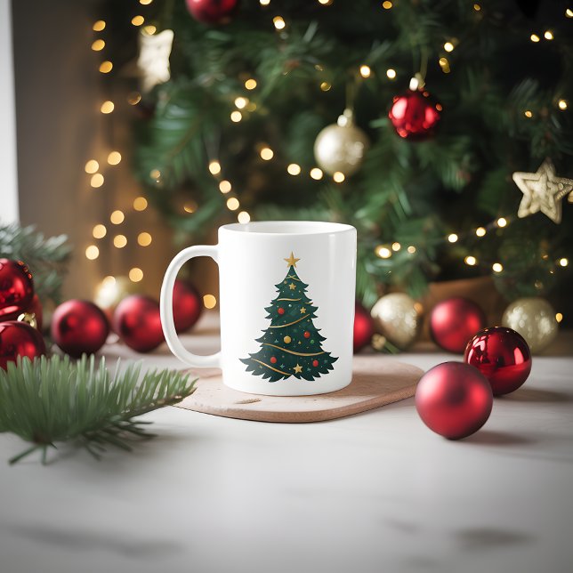Mug Arbre de Noël avec ornements et étoiles (Créateur téléchargé)