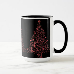 Mug Arbre de Noël Black Metallic Rouge look élégant