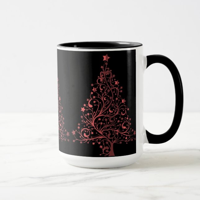 Mug Arbre de Noël Black Metallic Rouge look élégant (Droite)