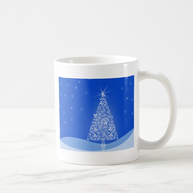 Mug Arbre de Noël Bleu Blanc Étoiles Lumière de Nuit (Droite)
