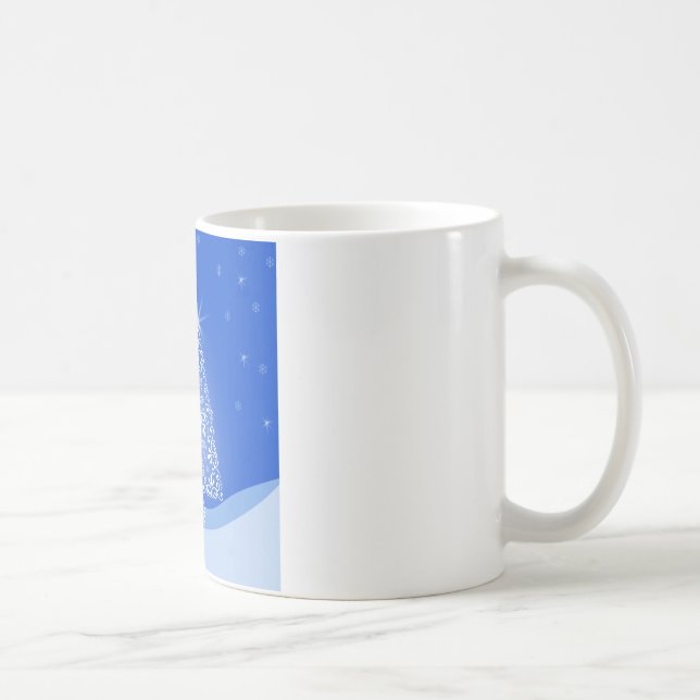 Mug Arbre de Noël Bleu Blanc Étoiles Lumière de Nuit (Droite)