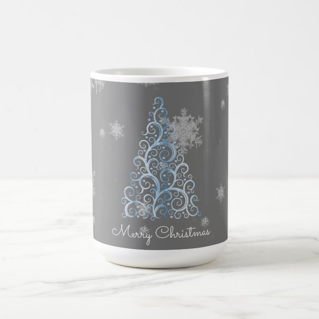 Mug Arbre de Noël bleu et flocons de neige (Centre)