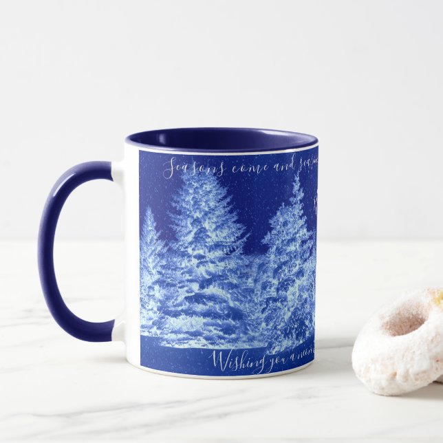 Mug Arbre de Noël bleu néon (Avec donut)