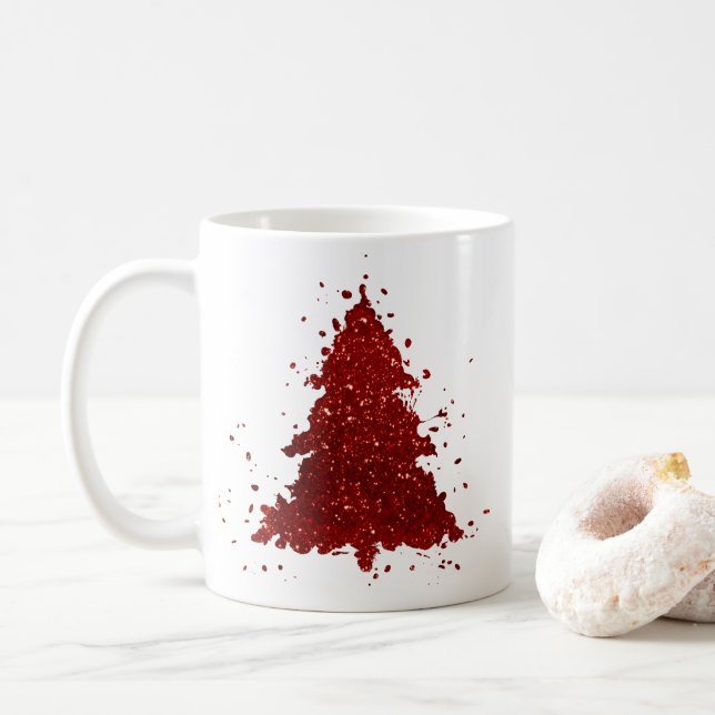 Mug Arbre de Noël classique | Festive Rich Crimson Rou (Avec donut)