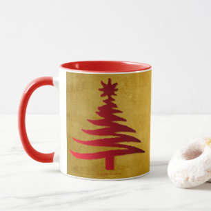 Mug Arbre de Noël crayon rouge sur or