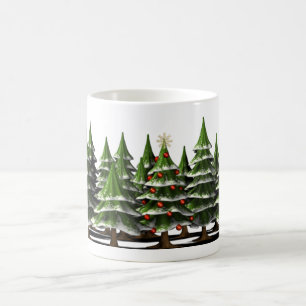 Mug Arbre de Noël décoré dans une forêt paisible