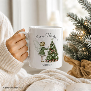 Mug Arbre de Noël décoré par une fée personnalisé