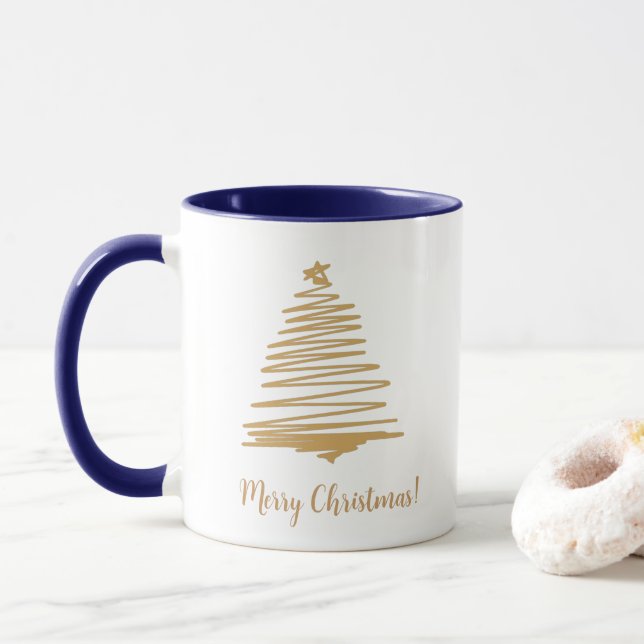 Mug Arbre de Noël d'or (Avec donut)