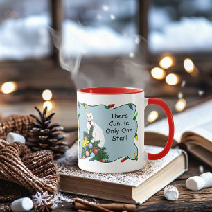 Mug Arbre de Noël drôle et festif Chat blanc drôle Ver
