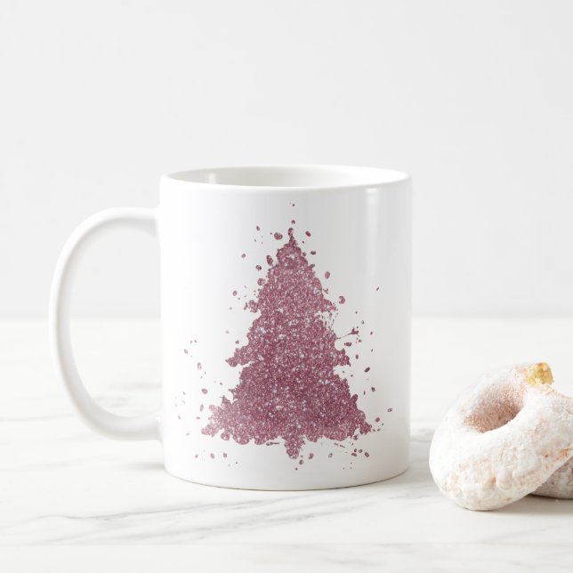 Mug Arbre de Noël élégant | Dusty Mauve Pink Splatter (Avec donut)
