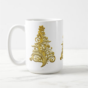 Mug Arbre de Noël élégant Gold Filigree