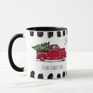 Mug Arbre de Noël en Camion Rouge Vintage Musique pers