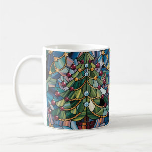 Mug Arbre de Noël en verre coloré de style Tiffany