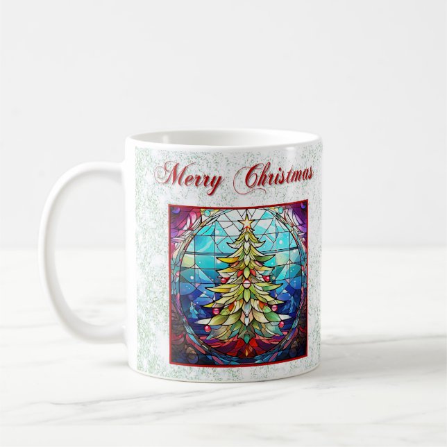 Mug Arbre de Noël en verre teinté Parties scintillant  (Gauche)