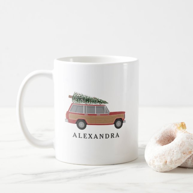 Mug Arbre de Noël en Wagon de Bois (Avec donut)