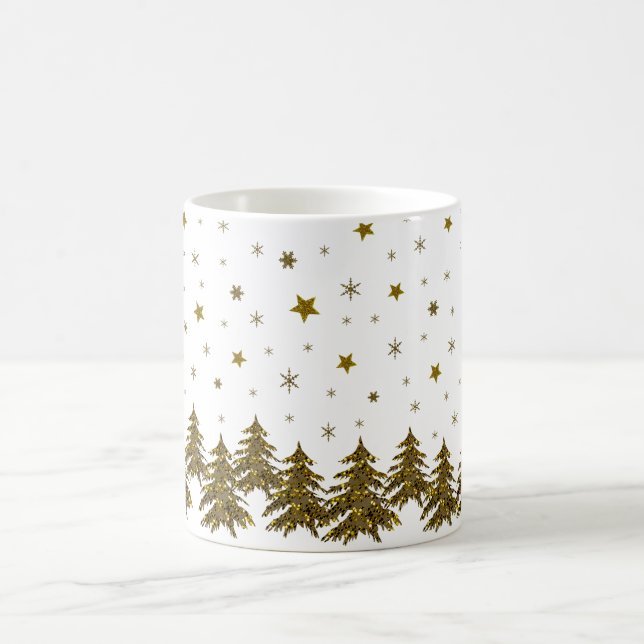 Mug Arbre de Noël étincelant, lune, étoiles (Centre)