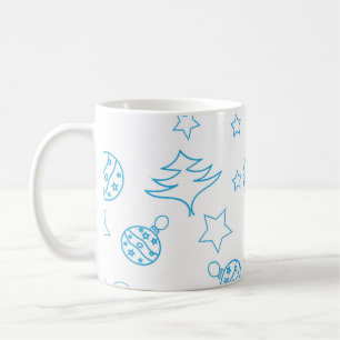 Mug Arbre de Noël, étoiles et boules - simple sans sou