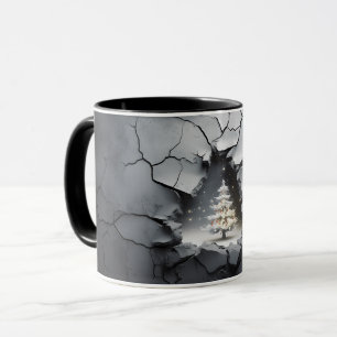 Mug Arbre de Noël gris fissuré 3D