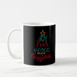 Mug Arbre de Noël Joyeux Amour Paix Croyez Noël T-