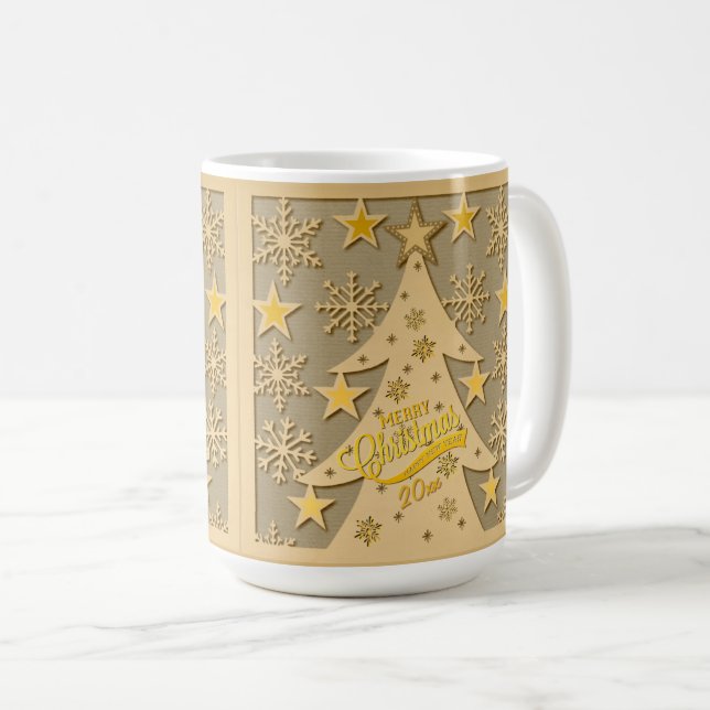 Mug Arbre de Noël joyeux, silhouettes de flocon de nei (Devant droit)