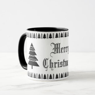 Mug Arbre de Noël moderne Motif noir et blanc