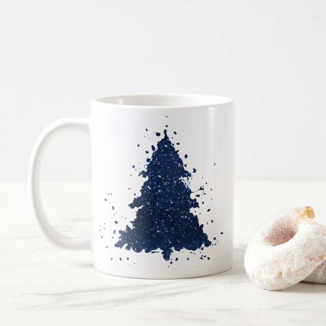 Mug Arbre de Noël Moody | Classy Dark Navy Bleu (Avec donut)