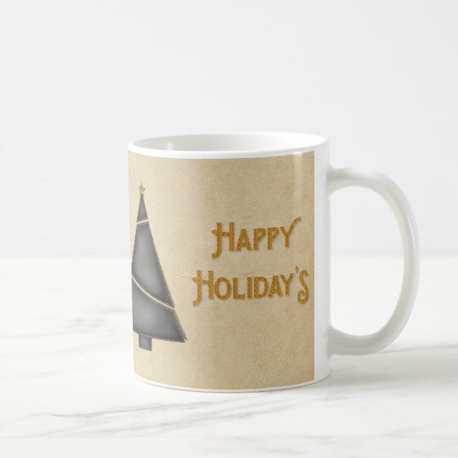 Mug Arbre de Noël noir d'or bonnes fêtes (Droite)