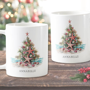 Mug Arbre de Noël personnalisé de plage