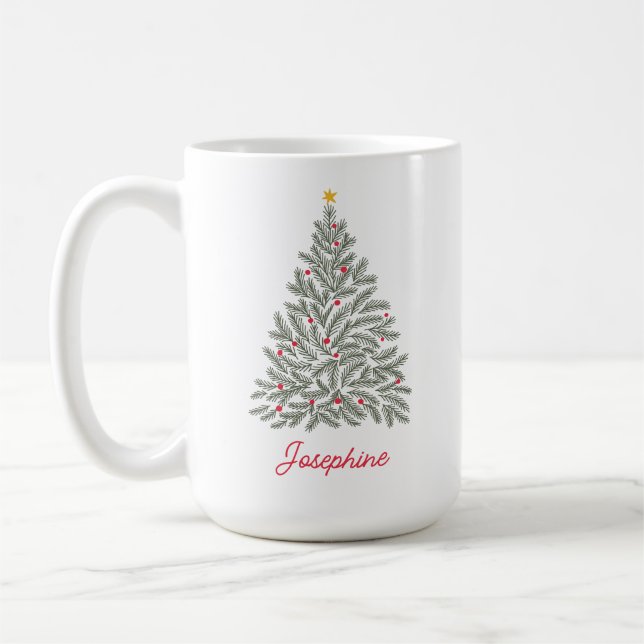 Mug Arbre de Noël populaire scandinave Nom personnalis (Gauche)