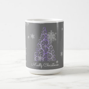 Mug Arbre de Noël pourpre et flocons de neige