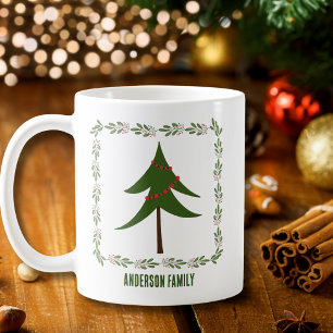 Mug Arbre de Noël rétro et minimaliste de la couronne