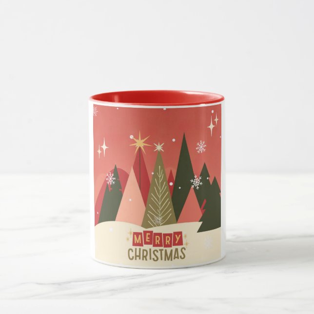 Mug Arbre de Noël rétro/vintage joyeux (Centre)