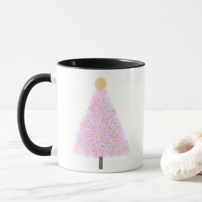 Mug Arbre de Noël rose (Avec donut)