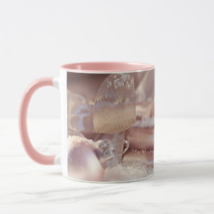 Mug Arbre de Noël rose étincelant et bougies de Noël