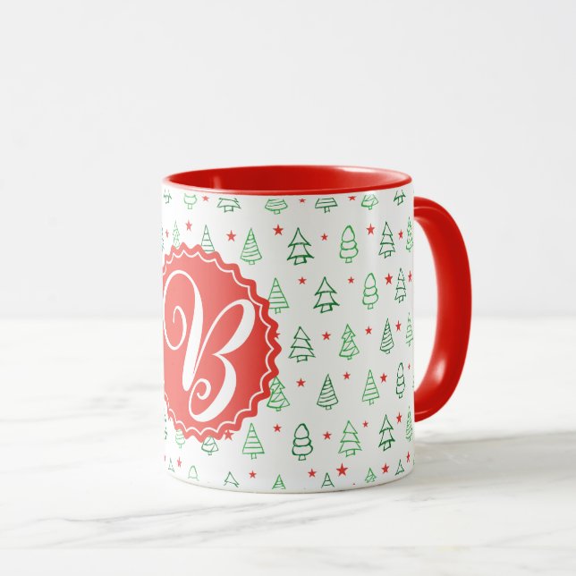 Mug Arbre de Noël rouge et vert (Devant droit)