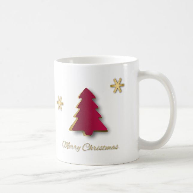 Mug Arbre de Noël rouge or élégant (Droite)