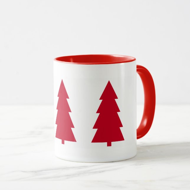 Mug Arbre de Noël rouge Simple Minimal (Devant droit)