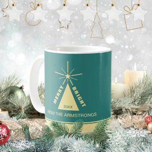 Mug Arbre de Noël sarcelle turquoise Photo de famille