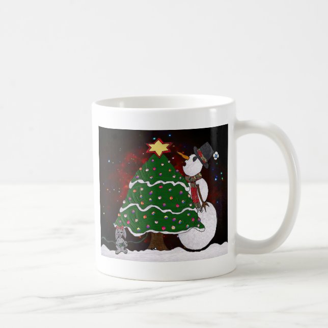 Mug Arbre de Noël Snowman Surprise Art Imprimer (Droite)