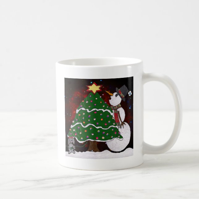 Mug Arbre de Noël Snowman Surprise Art Imprimer (Droite)