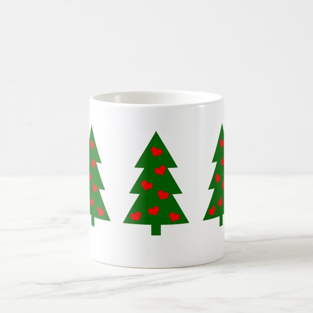 Mug Arbre de Noël vert aux Coeurs rouges (Centre)
