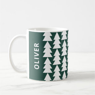 Mug Arbre de Noël vert géométrique moderne
